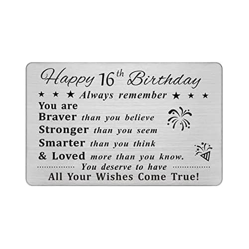 DEGASKEN Happy 16th Birthday Card 16th | Inspirational Steel Wallet Gift for Teens thumbnail 1