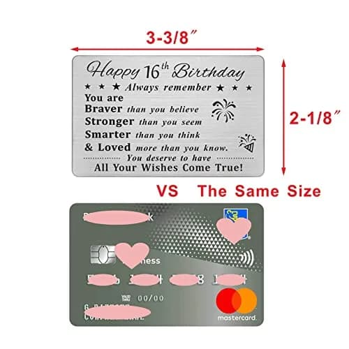DEGASKEN Happy 16th Birthday Card 16th | Inspirational Steel Wallet Gift for Teens thumbnail 2