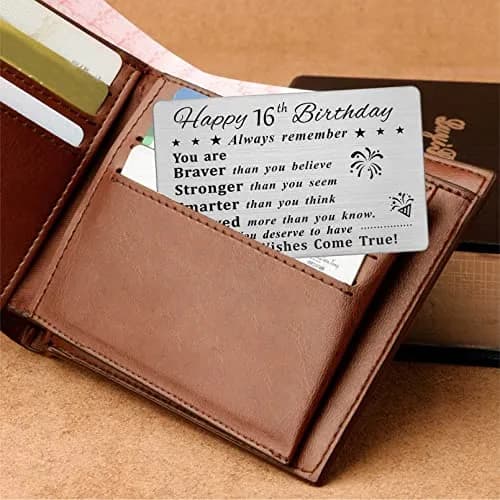 DEGASKEN Happy 16th Birthday Card 16th | Inspirational Steel Wallet Gift for Teens thumbnail 3