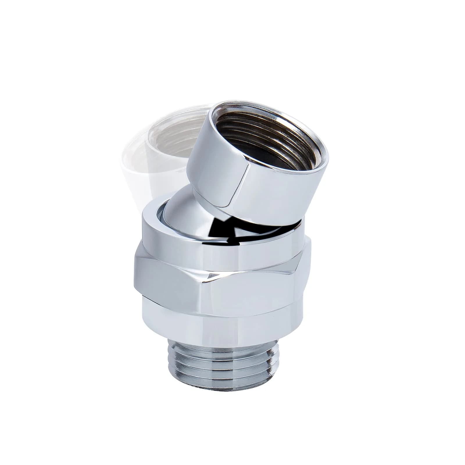 NearMoon Shower Head Swivel Ball Adapter - Solid Brass Connector with Chrome Finish | Adjustable Angle for Universal Shower Arms — Chrome Finish