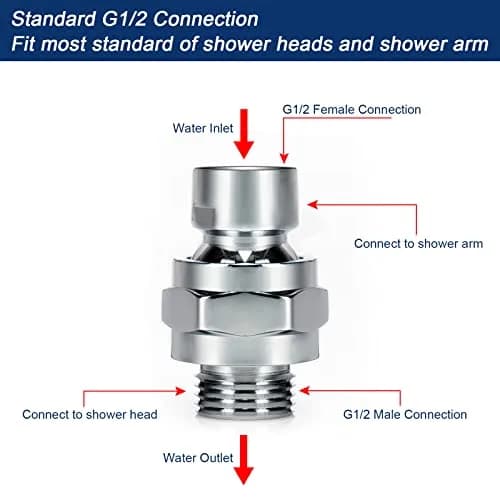 NearMoon Shower Head Swivel Ball Adapter - Solid Brass Connector with Chrome Finish | Adjustable Angle for Universal Shower Arms thumbnail 5