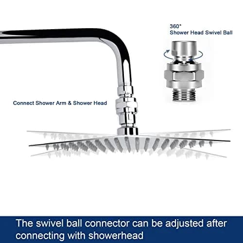 NearMoon Shower Head Swivel Ball Adapter - Solid Brass Connector with Chrome Finish | Adjustable Angle for Universal Shower Arms thumbnail 2