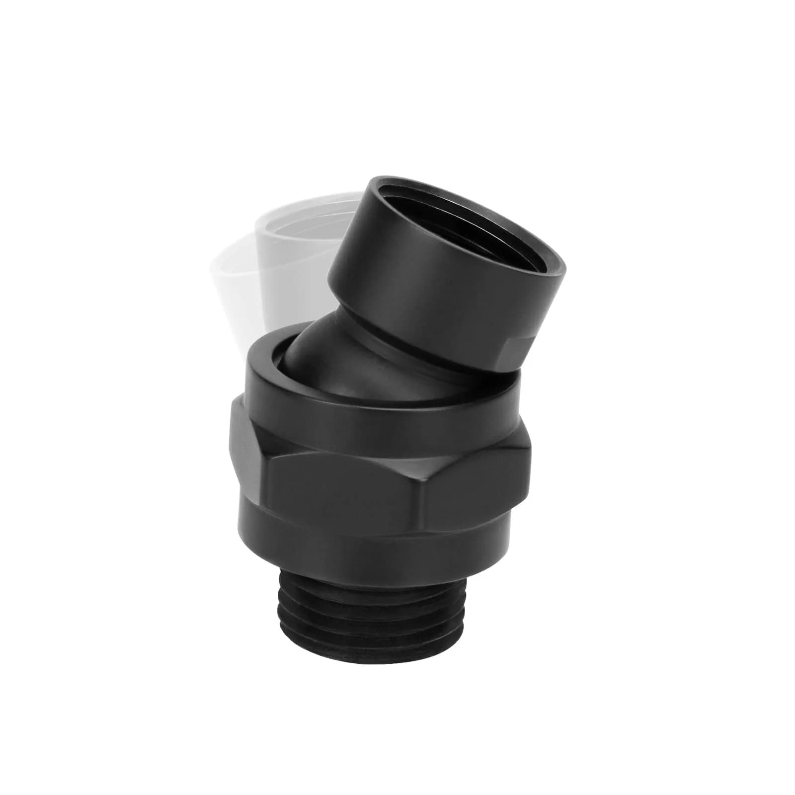 NearMoon Shower Head Swivel Ball Adapter Matte Black | Solid Brass Shower Connector Ball Joint Adjustable Universal Shower Arm Extension Component — Matte Black