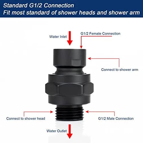 NearMoon Shower Head Swivel Ball Adapter Matte Black | Solid Brass Shower Connector Ball Joint Adjustable Universal Shower Arm Extension Component thumbnail 6