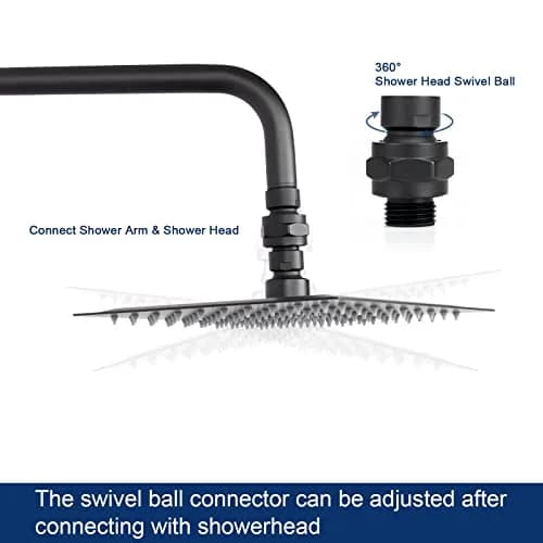 NearMoon Shower Head Swivel Ball Adapter Matte Black | Solid Brass Shower Connector Ball Joint Adjustable Universal Shower Arm Extension Component thumbnail 2