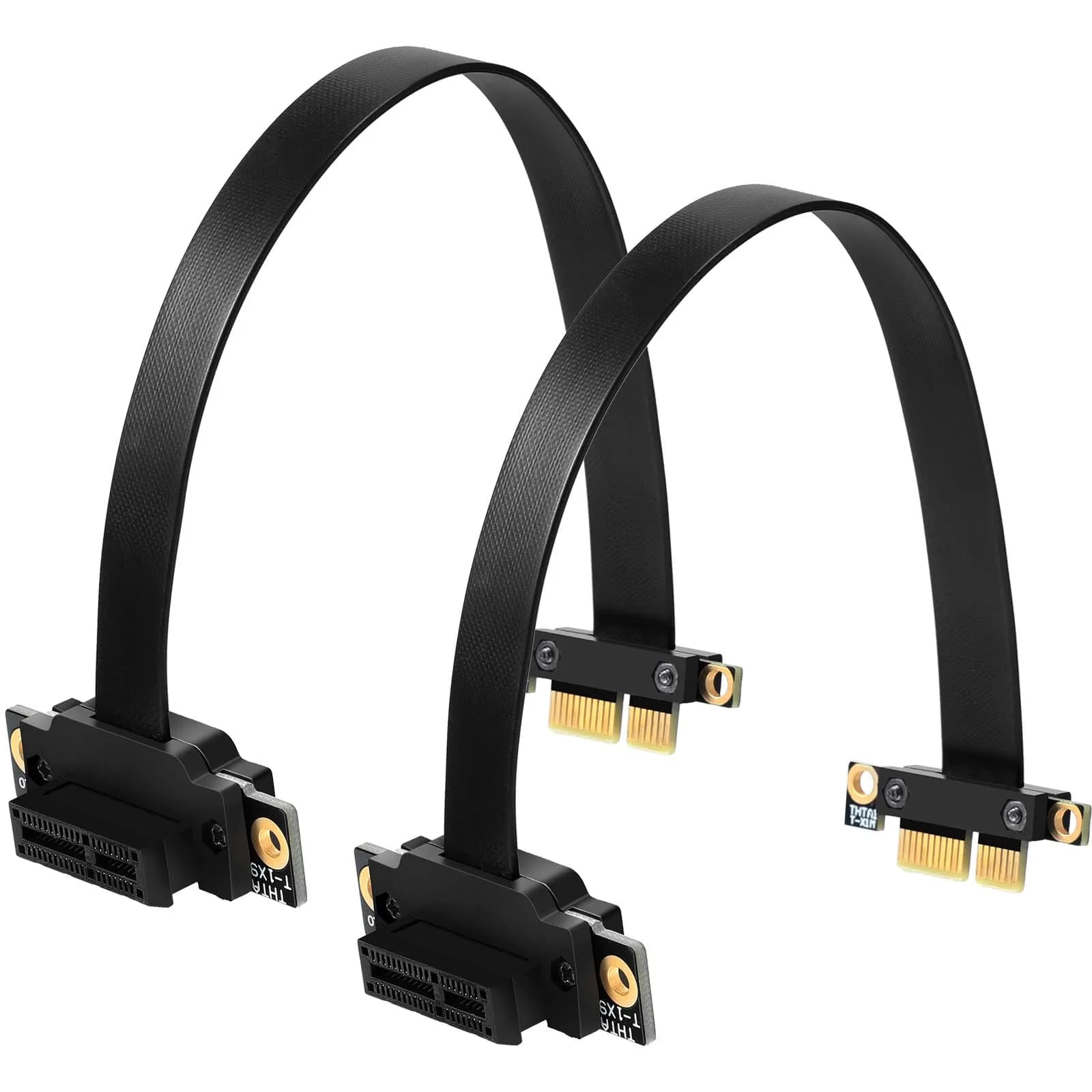 Photect 2 Pack Pcie X1 Extension Cable Riser 20cm | 90-Degree, Black, Compatible with PCIe 3.0 — black
