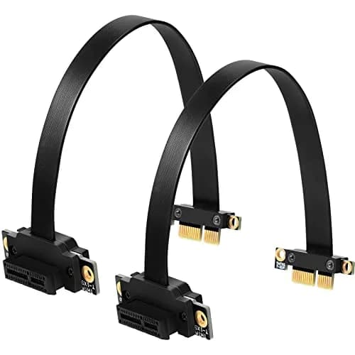 Photect 2 Pack Pcie X1 Extension Cable Riser 20cm | 90-Degree, Black, Compatible with PCIe 3.0 thumbnail 1