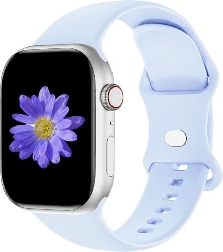 Cindgress Sport Band Compatible with Apple Watch Series Ultra SE 46mm 45mm 44mm 49mm Light Blue | Soft Silicone Strap for Women Men thumbnail 1