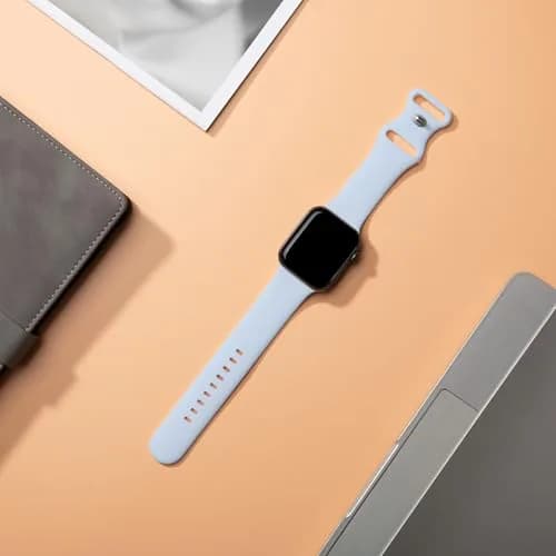 Cindgress Sport Band Compatible with Apple Watch Series Ultra SE 46mm 45mm 44mm 49mm Light Blue | Soft Silicone Strap for Women Men thumbnail 2