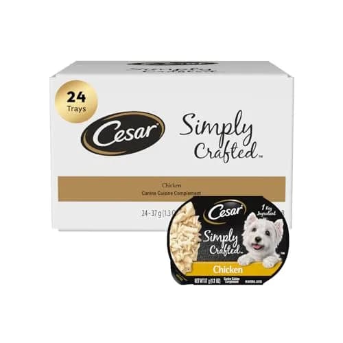 Cesar Simply Crafted Wet Dog Food Toppers, Chicken, 1.3 oz, 24 Count | Real Chicken, Easy Digest, Gourmet Meal Supplement thumbnail 1