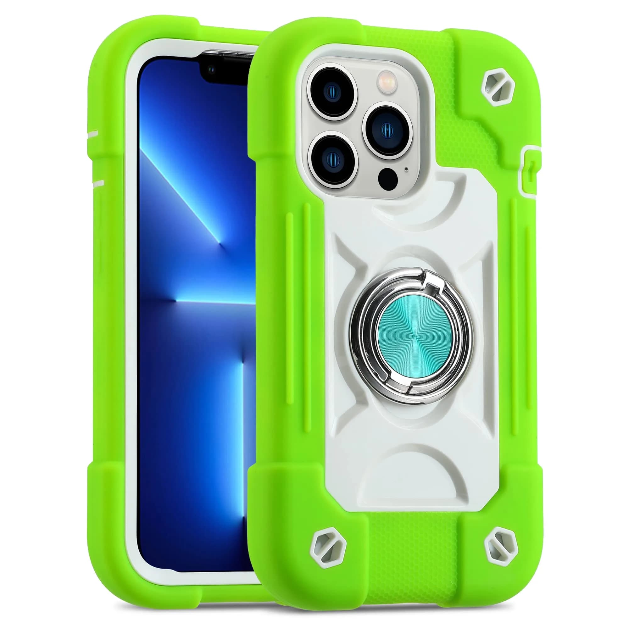 MARKILL iPhone 13 Pro Max Case 6.7" Heavy-Duty Shockproof with Ring Stand, Military Grade, Guava — Guava