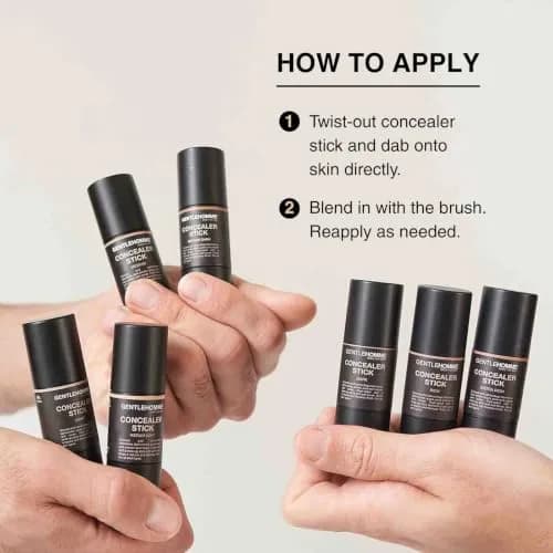 Gentlehomme Concealer Stick with Brush for Dark Circles, Medium Light | Full Coverage, Semi-Matte Finish thumbnail 7