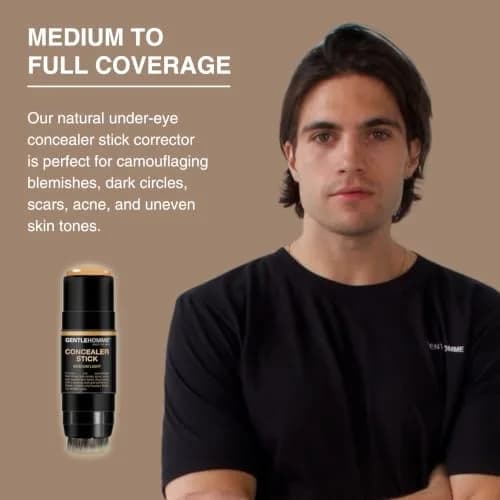 Gentlehomme Concealer Stick with Brush for Dark Circles, Medium Light | Full Coverage, Semi-Matte Finish thumbnail 3