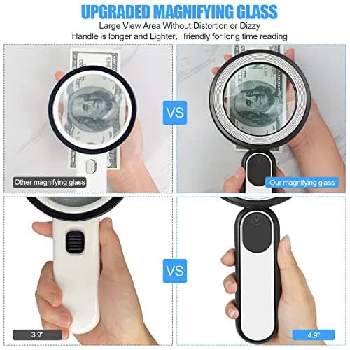Arsir Rechargeable Magnifying Glass with Light, 30X 4.72in (12cm) Handheld LED Illuminated Book Magnifier thumbnail 6