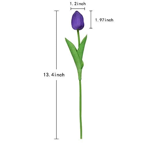 IPOPU Real Touch Purple Tulips 24PCS Artificial Flowers 34cm (13.4") | Lifelike Floral Arrangements for Home Decor thumbnail 3