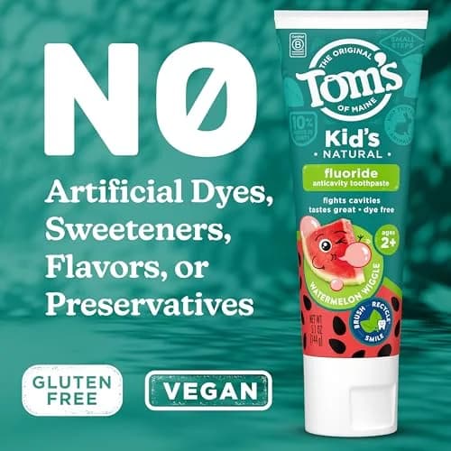 Tom's of Maine Natural Kids Fluoride Toothpaste Watermelon 156g (5.1 oz) 3-Pack | Anticavity Protection for Children thumbnail 4