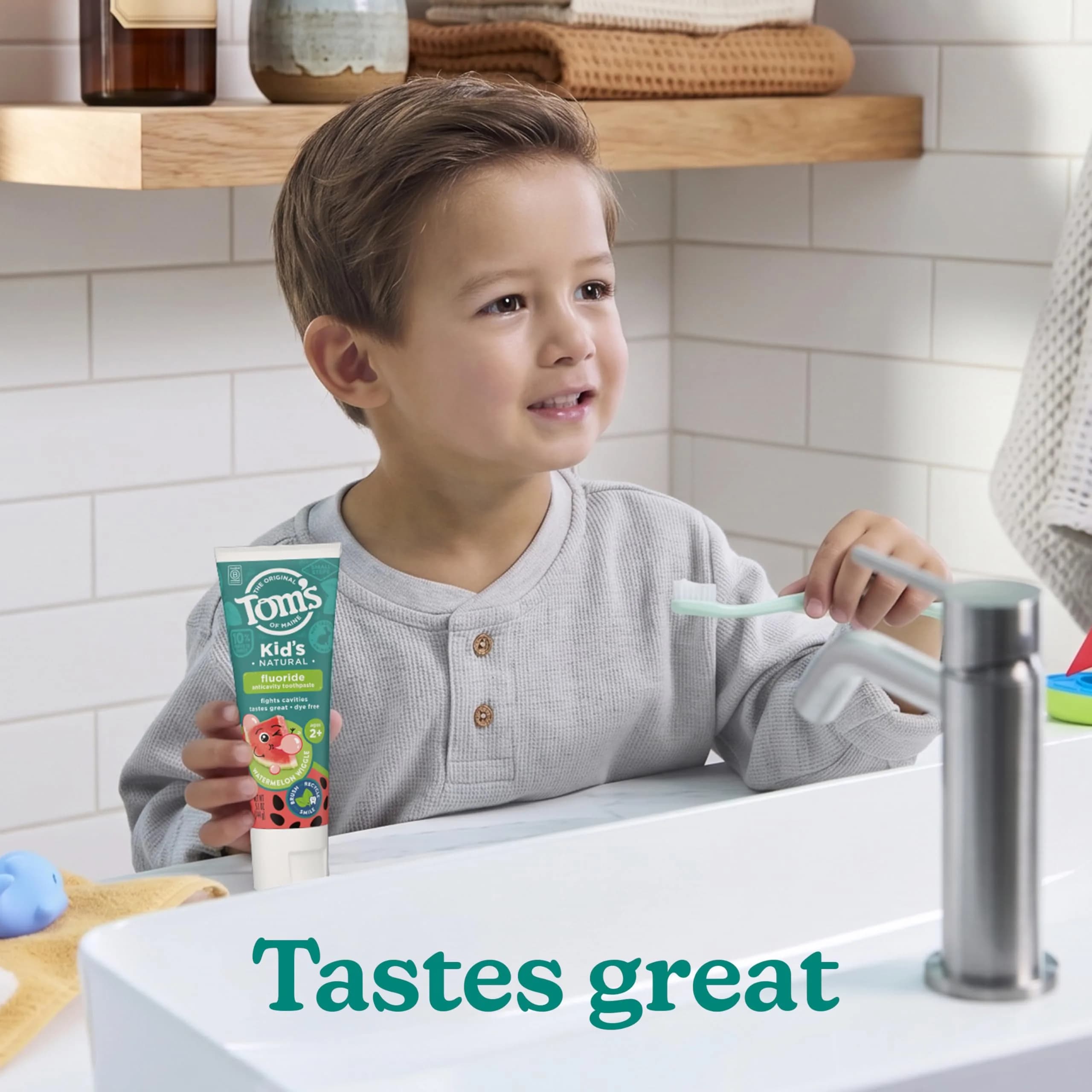 Tom's of Maine Natural Kids Fluoride Toothpaste Watermelon 156g (5.1 oz) 3-Pack | Anticavity Protection for Children - view 6
