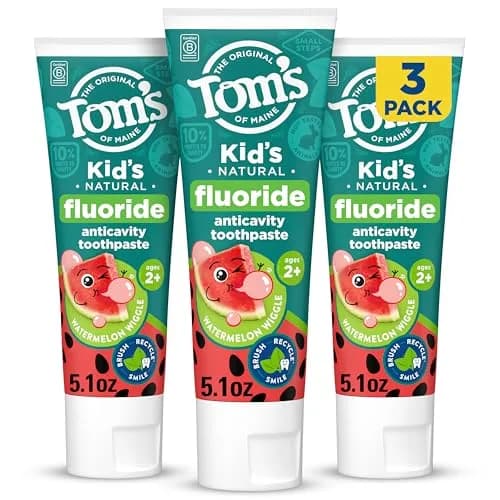 Tom's of Maine Natural Kids Fluoride Toothpaste Watermelon 156g (5.1 oz) 3-Pack | Anticavity Protection for Children thumbnail 1