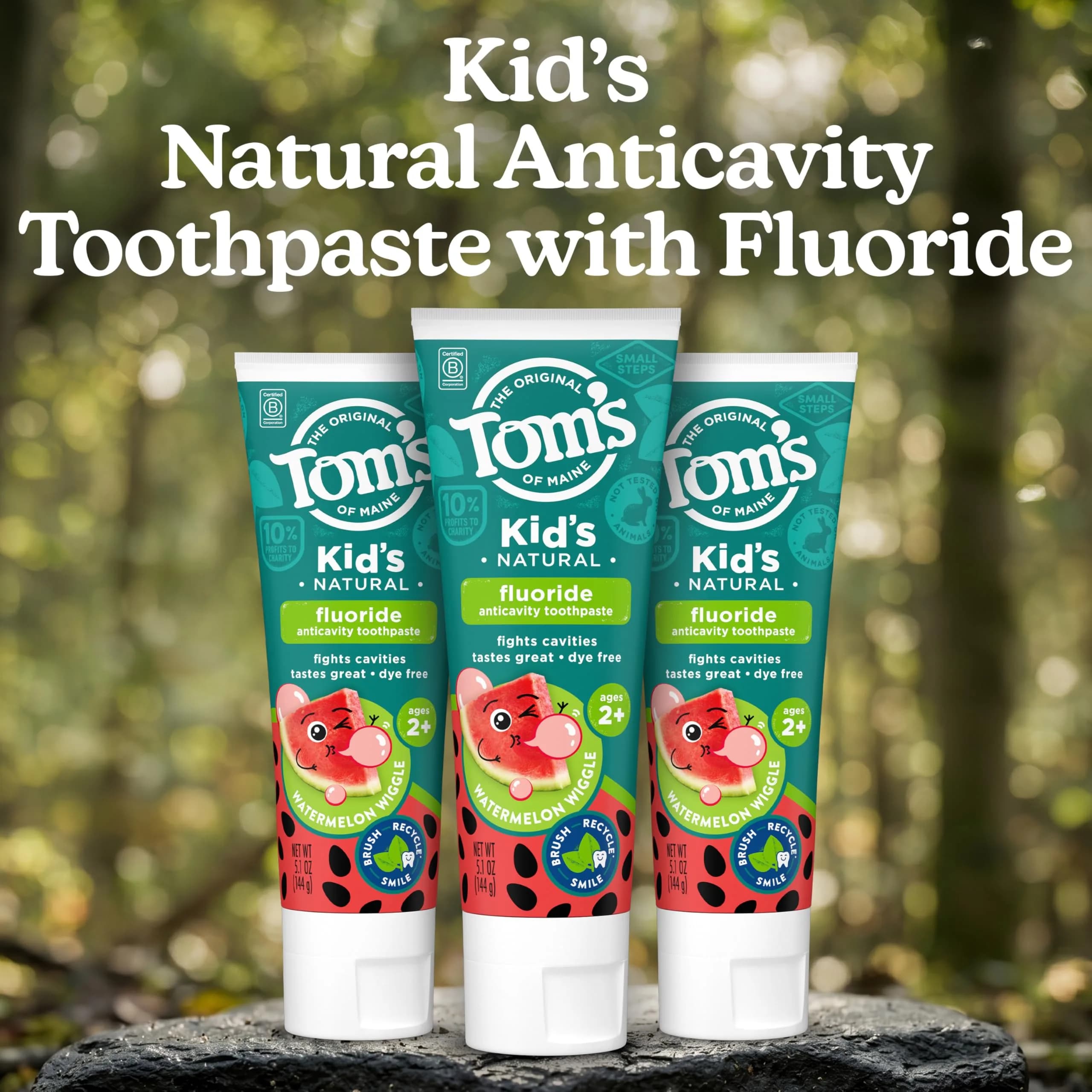 Tom's of Maine Natural Kids Fluoride Toothpaste Watermelon 156g (5.1 oz) 3-Pack | Anticavity Protection for Children - view 2