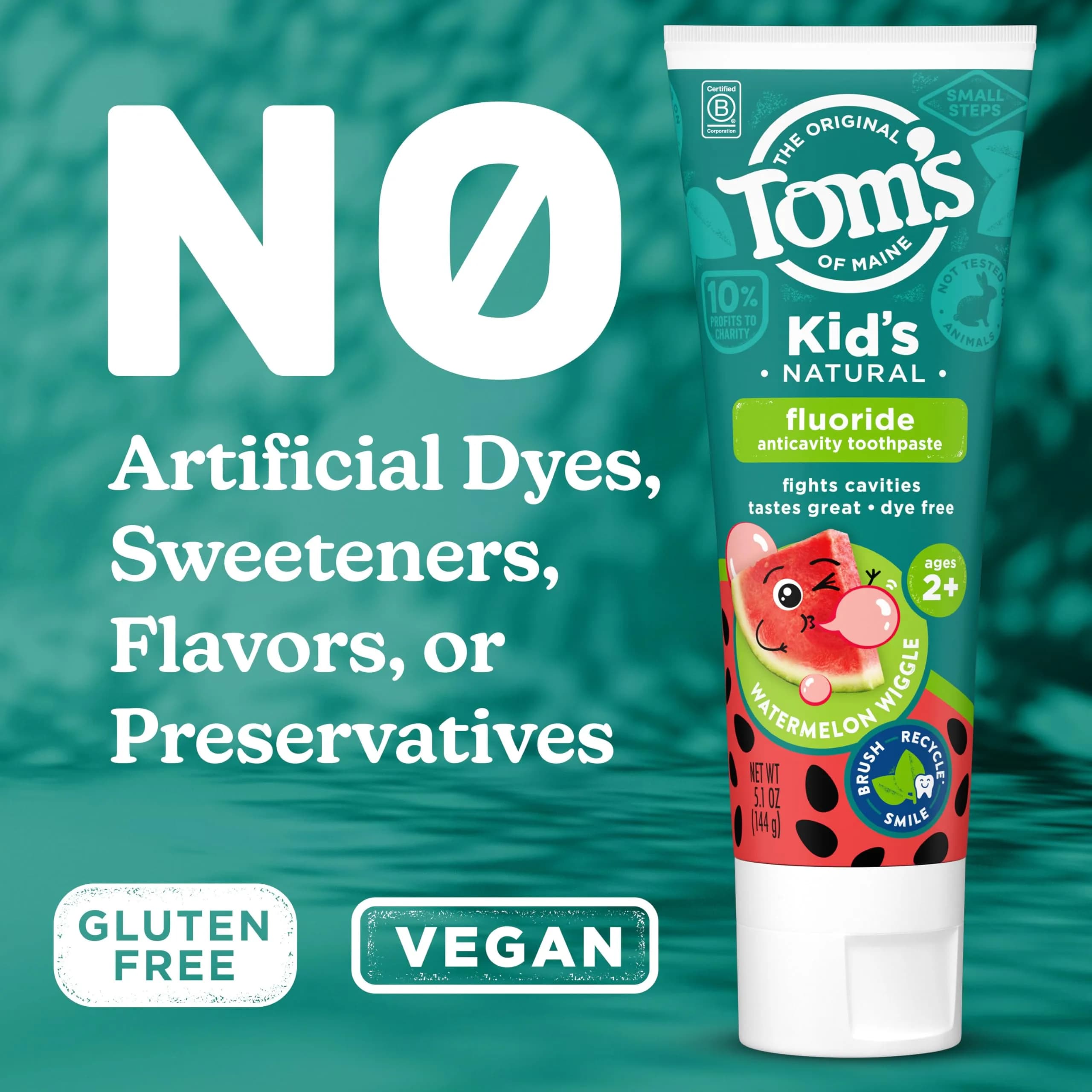 Tom's of Maine Natural Kids Fluoride Toothpaste Watermelon 156g (5.1 oz) 3-Pack | Anticavity Protection for Children - view 4