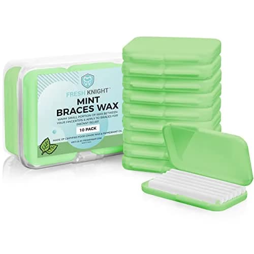 Fresh Knight Orthodontic Wax Strips with Cases (Mint) - 50 Strips | Food Grade Wax for Braces & Aligners thumbnail 1