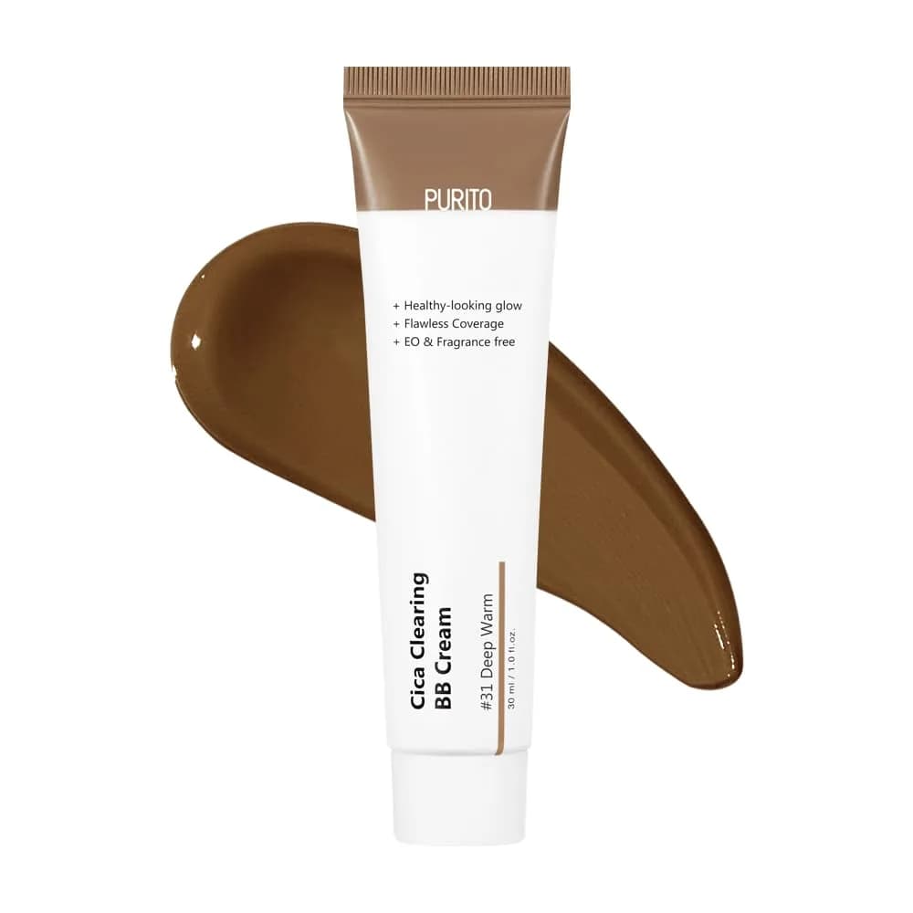 PURITO Cica BB Cream #31 Deep Warm 30ml (1.01 Fl Oz) | Vegan & Cruelty-Free for Sensitive Skin — #31 Deep Warm