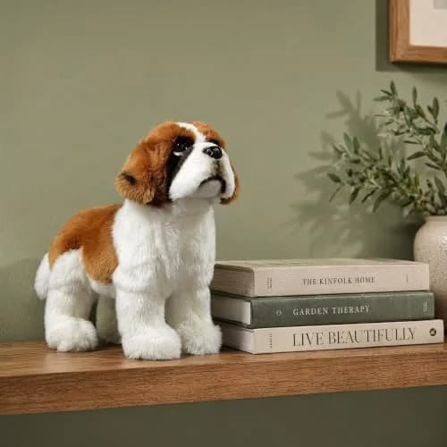 ZHONGXIN MADE Realistic Saint Bernard Dog Plush Toy 30cm (12") | ASTM-Tested, Non-Toxic, Safe for Kids 3+ thumbnail 4