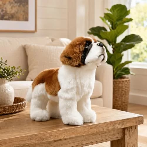 ZHONGXIN MADE Realistic Saint Bernard Dog Plush Toy 30cm (12") | ASTM-Tested, Non-Toxic, Safe for Kids 3+ thumbnail 5