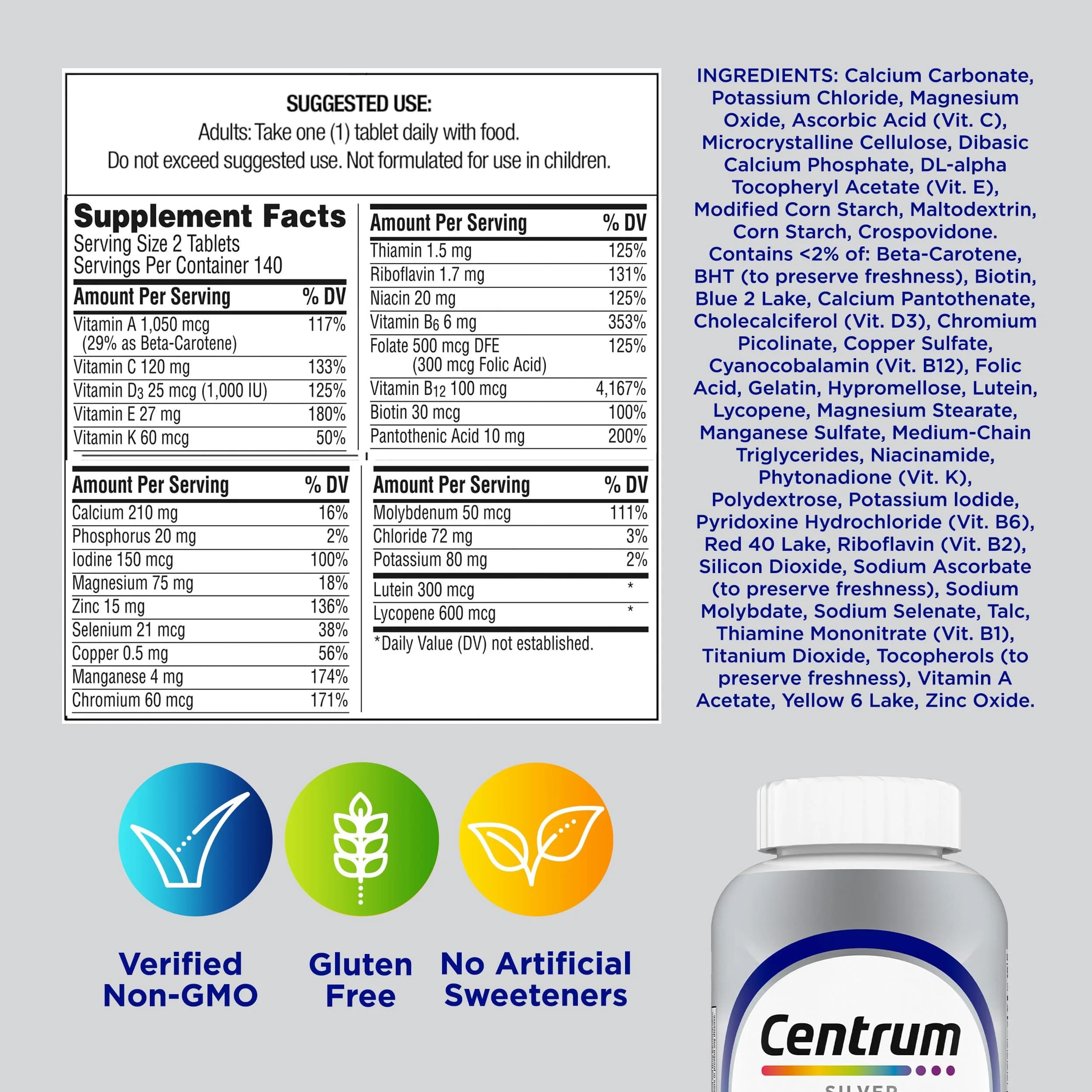 Centrum Silver Men's 50+ Multivitamin 200 Tablets | Supports Memory, Cognition & Muscle Health - view 9