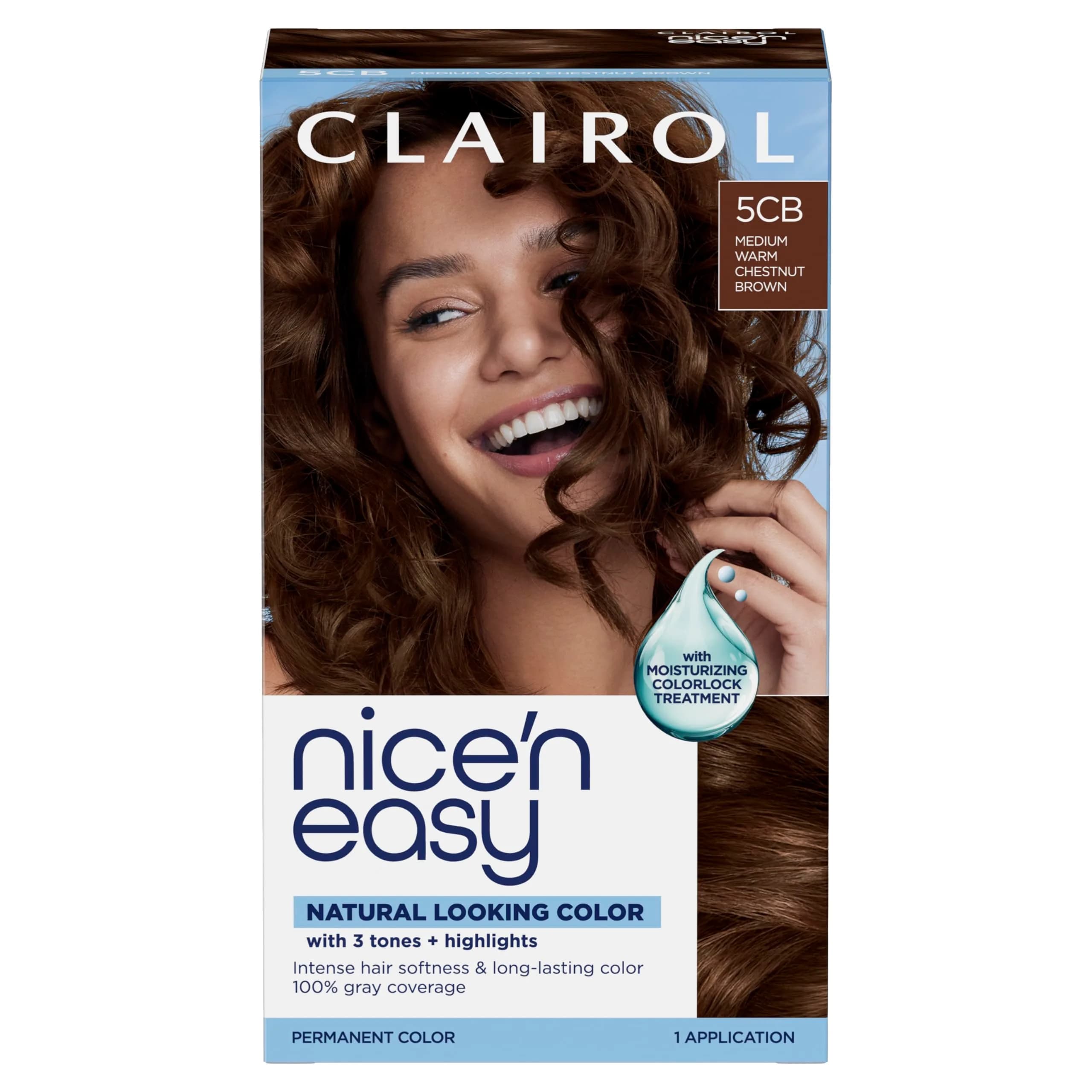 Clairol Nice'n Easy 5CB Medium Warm Chestnut Brown Permanent Hair Dye, 1 Pack - main product image