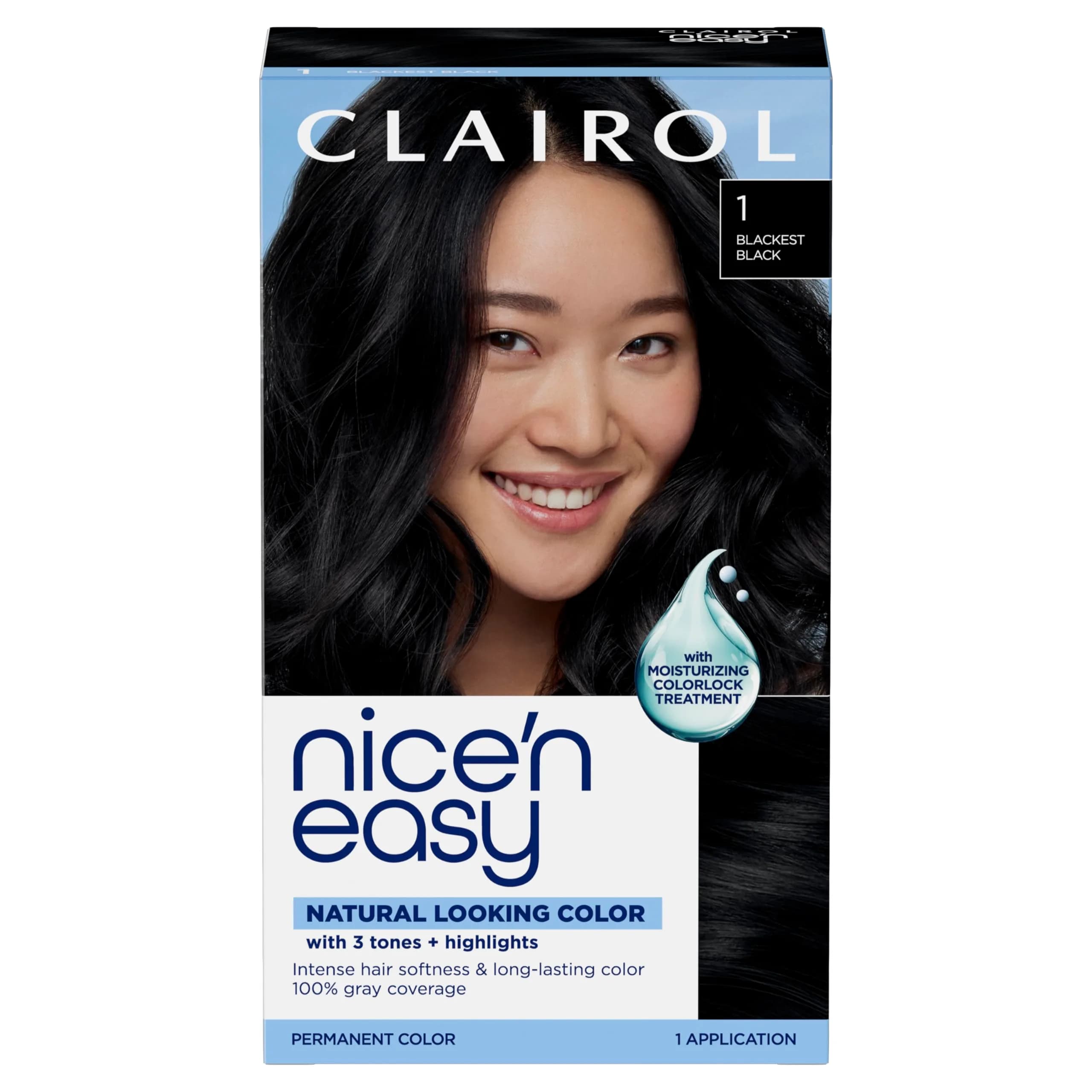 Clairol Nice'n Easy Permanent Hair Dye 1 Blackest Black | 6.26 Fl Oz Pack of 1 - main product image