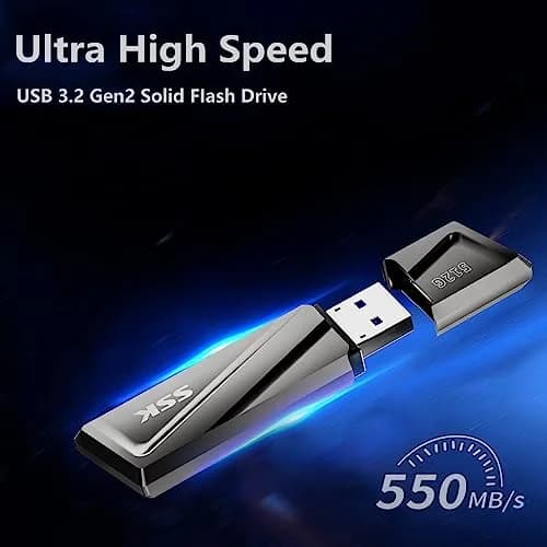 SSK 512GB USB 3.2 Gen2 External SSD Flash Drive 550MB/s Read Speed | USB-C Adapter Included thumbnail 3