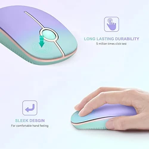 Unipows Wireless Mouse-2.4G Slim Portable Computer Mouse with Nano Receiver | 15.99 USD | 5M Clicks | Gradient Pink-Purple thumbnail 5