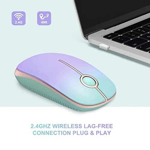 Unipows Wireless Mouse-2.4G Slim Portable Computer Mouse with Nano Receiver | 15.99 USD | 5M Clicks | Gradient Pink-Purple thumbnail 2