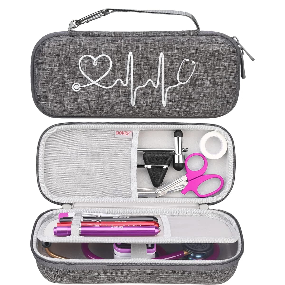 BOVKE Hard Case for 3M Littmann Classic III/Cardiology IV/MDF Stethoscope | Durable, Compact & Waterproof — Volcanic Grey