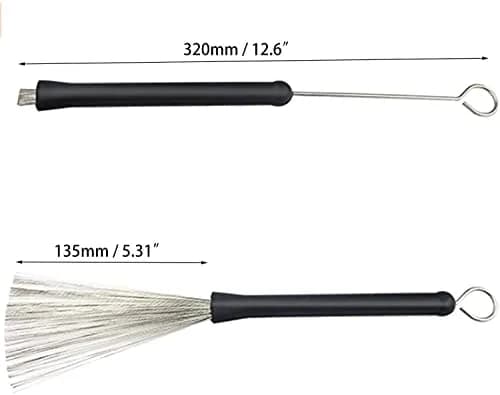 Jiayouy Retractable Drum Wire Brushes with Rubber Handle & Steel Wire, 320mm (12.5") | For Cajon, Jazz, Acoustic Drums thumbnail 5