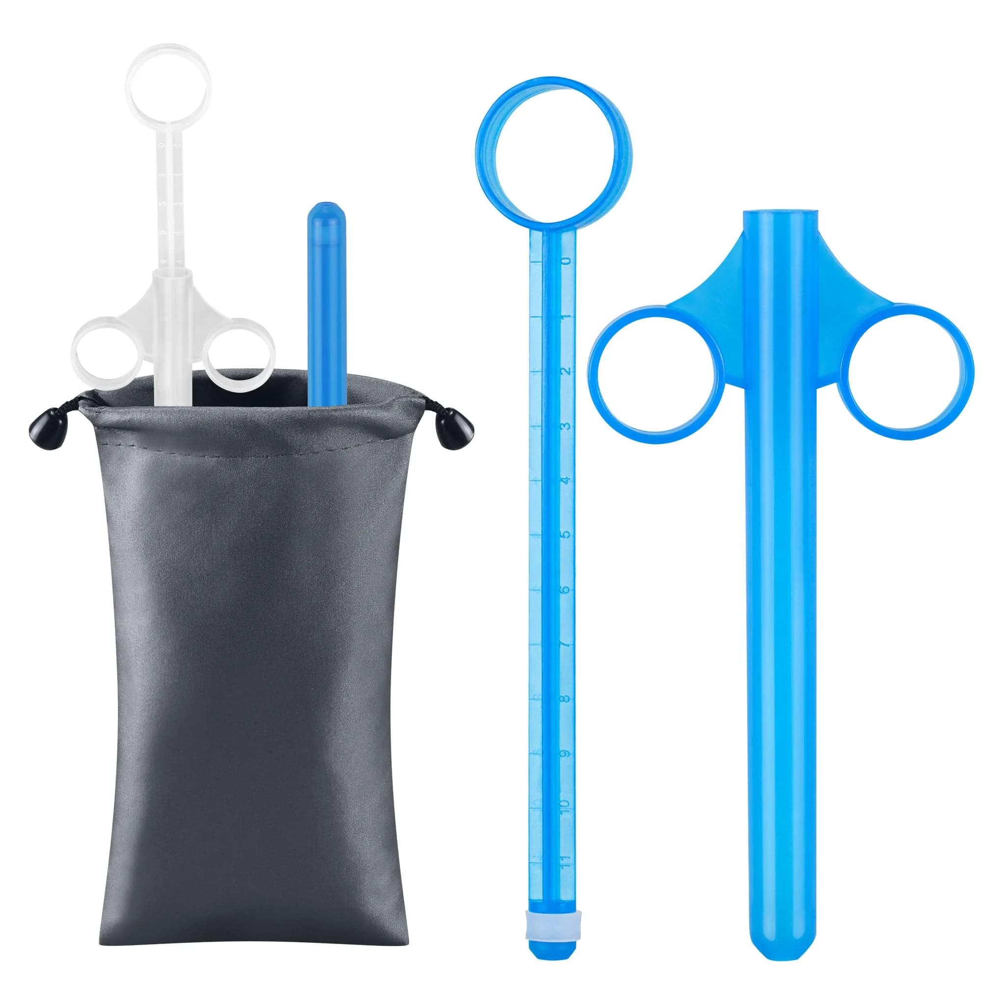 NEWJINDA Clear 2-Pack Lube Applicator Syringe with 10ml Precise Scales & Storage Bag | Reusable Anal Lube Shooter for Women, Men & Couples - main product image