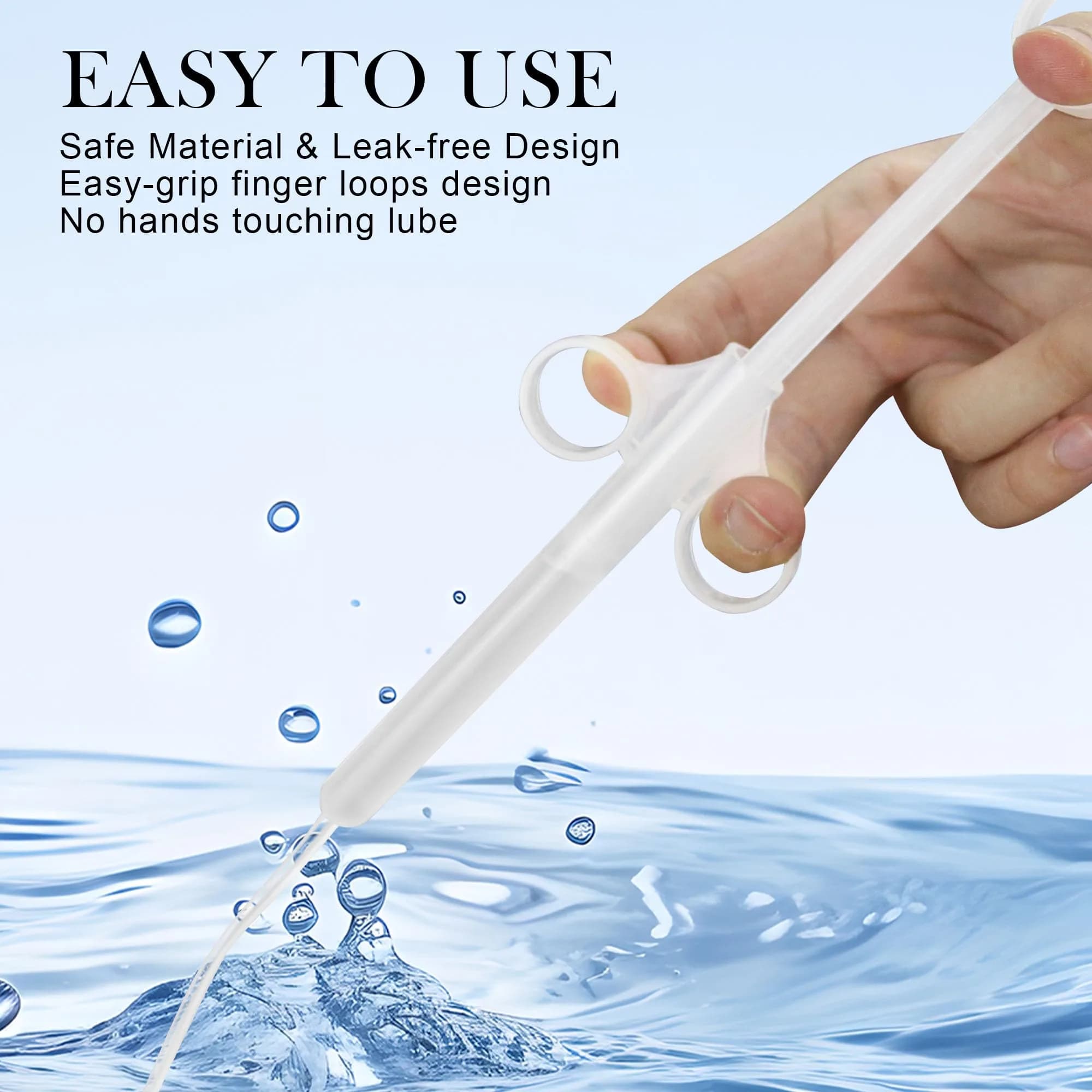 NEWJINDA Clear 2-Pack Lube Applicator Syringe with 10ml Precise Scales & Storage Bag | Reusable Anal Lube Shooter for Women, Men & Couples - view 5