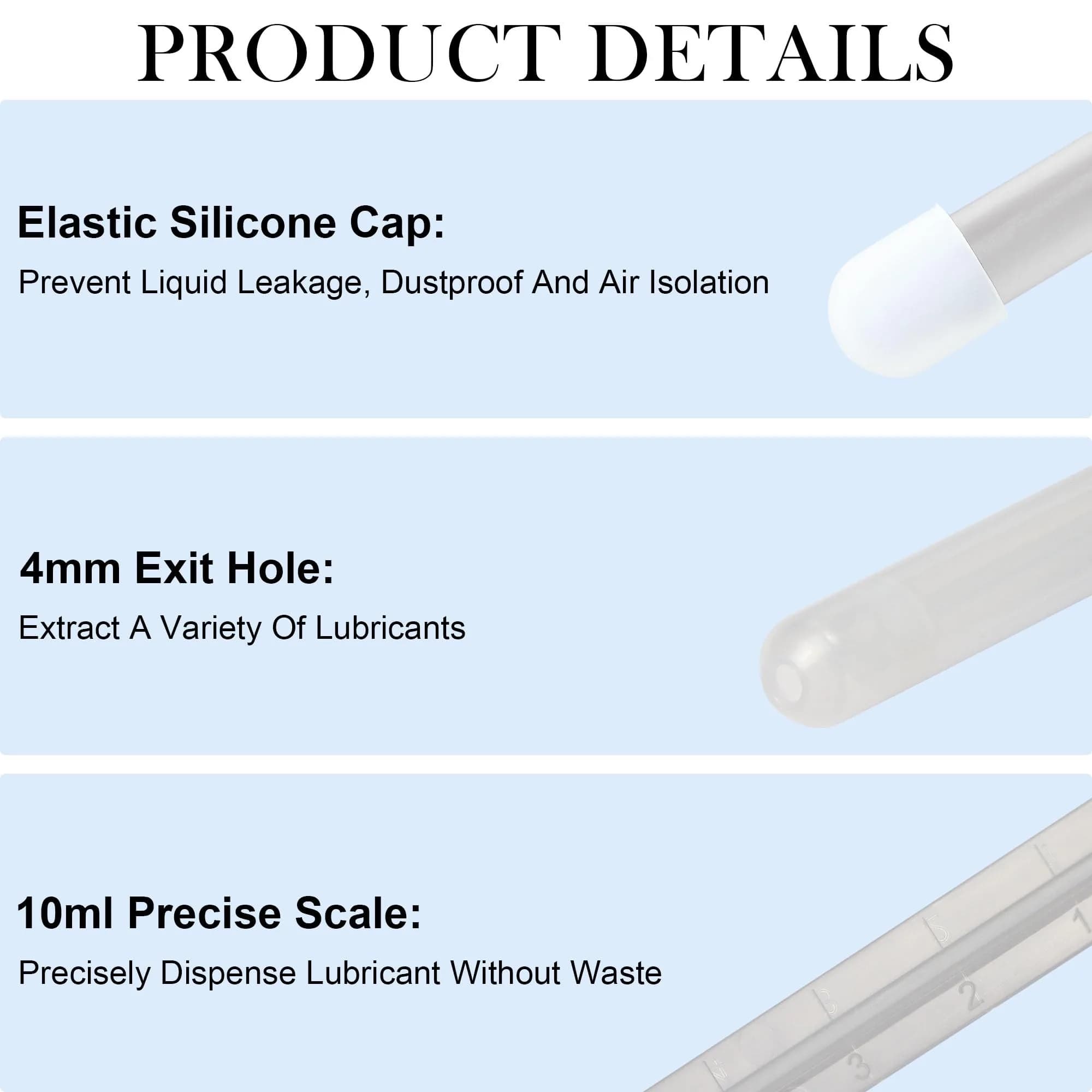 NEWJINDA Clear 2-Pack Lube Applicator Syringe with 10ml Precise Scales & Storage Bag | Reusable Anal Lube Shooter for Women, Men & Couples - view 4