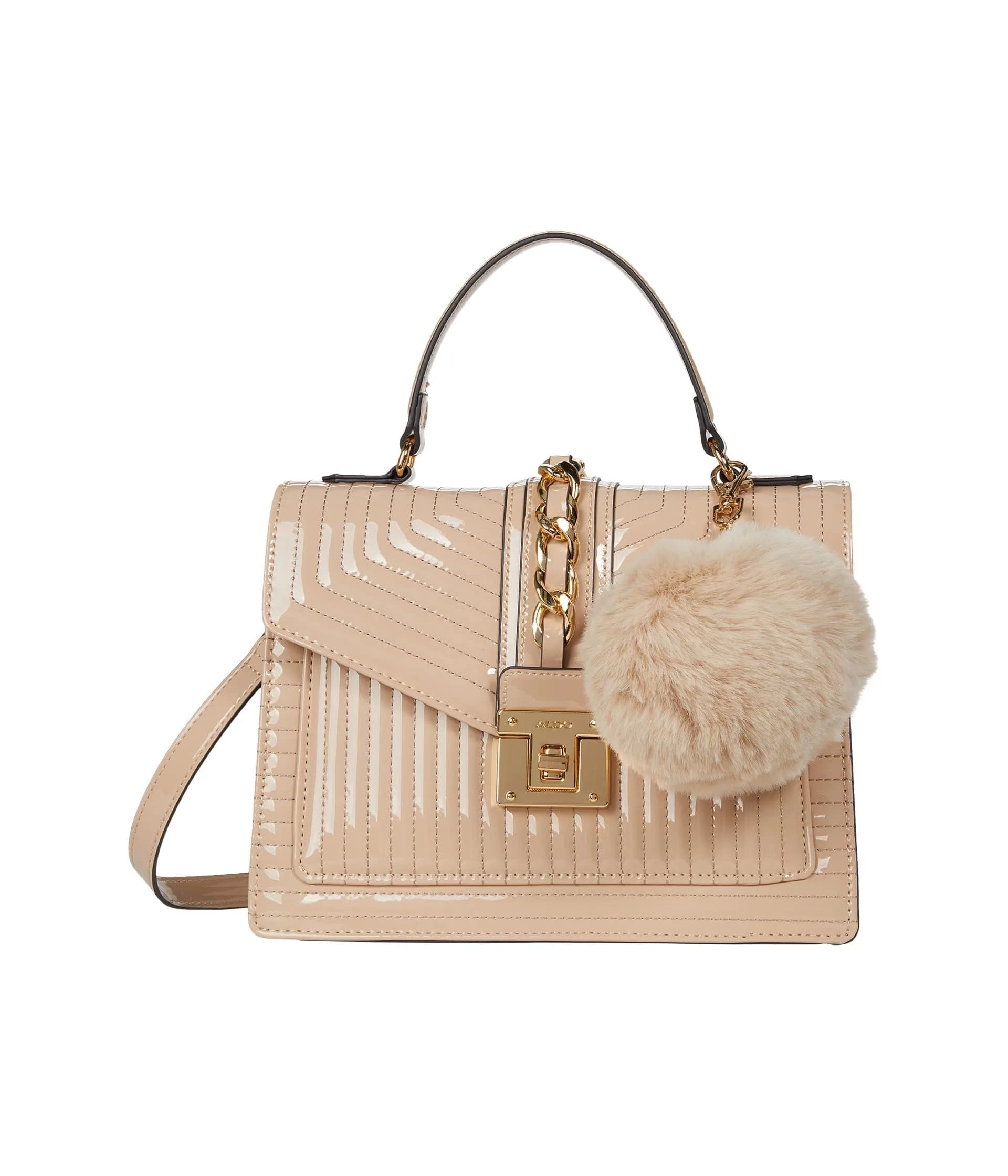 ALDO Women's Jerilini Medium Top Handle Bag Beige | Stylish Everyday Handbag with Python Ornament