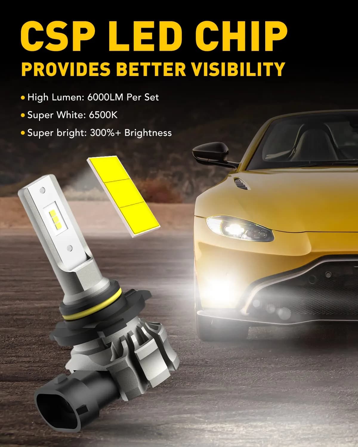AUXITO H10/9145 LED Fog Light Bulbs, 6000LM 6500K Cool White, 300% Brighter, 2-Pack | Plug-and-Play Automotive Lighting - view 2
