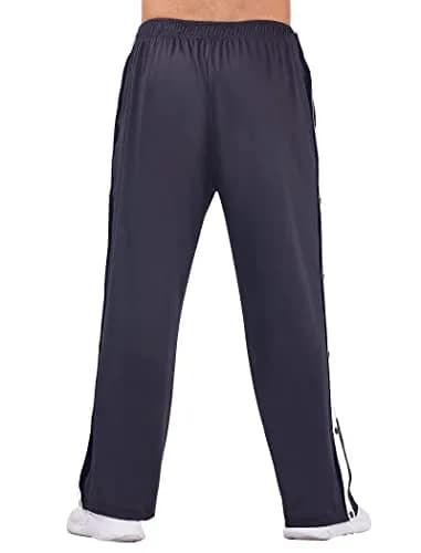 Deyeek Men's Tear Away Basketball Pants High Split Snap Button Casual Post-Surgery Sweatpants with Pockets Navy Blue | Stretchable, Comfortable, Post-Surgery Wear thumbnail 2