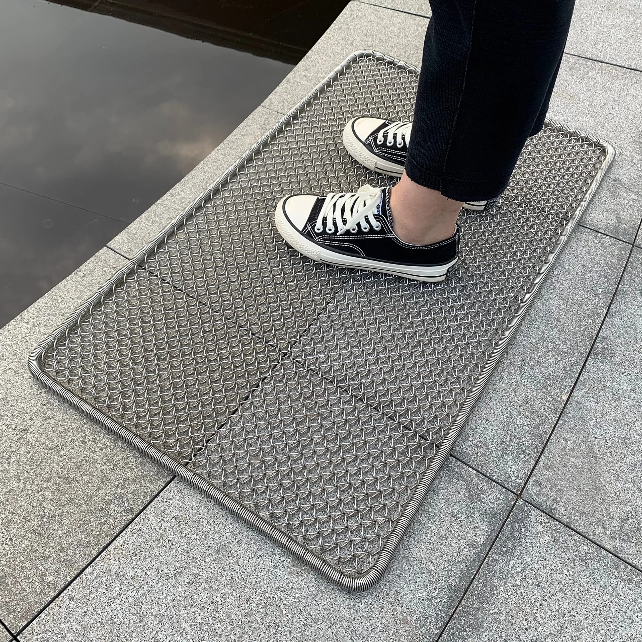 DAOMAER Metal Outdoor Entrance Door Mat, Waterproof, Odorless, Easy to Clean, All-Weather Heavy Duty Scraper Door Mat 47cm x 79cm (18.5"x31") | Stainless Steel Wire Mesh