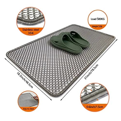 DAOMAER Metal Outdoor Entrance Door Mat, Waterproof, Odorless, Easy to Clean, All-Weather Heavy Duty Scraper Door Mat 47cm x 79cm (18.5"x31") | Stainless Steel Wire Mesh thumbnail 2
