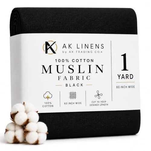 AK TRADING CO. Muslin Fabric - Draping Fabric - Black 1 Yard | 100% Cotton, Medium Weight, 60in Wide thumbnail 1