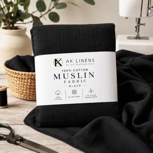 AK TRADING CO. Muslin Fabric - Draping Fabric - Black 1 Yard | 100% Cotton, Medium Weight, 60in Wide thumbnail 4
