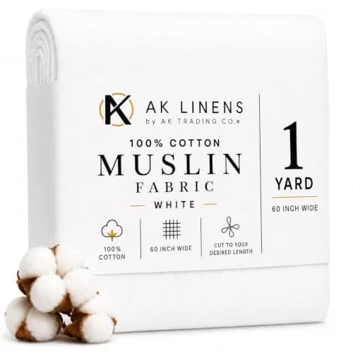 AK TRADING CO. Bleached Cotton Muslin Fabric 1 Yard | Medium Weight, 60in Wide, 100% Cotton thumbnail 1