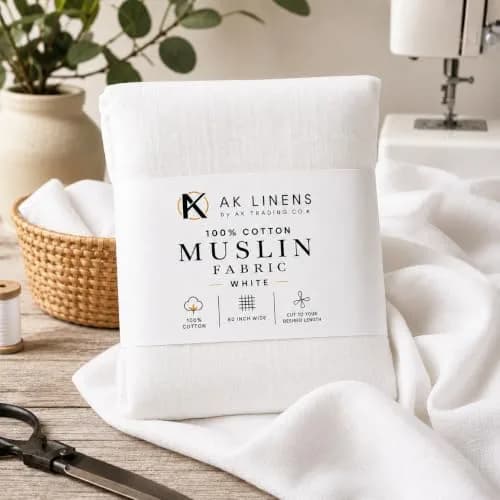 AK TRADING CO. Bleached Cotton Muslin Fabric 1 Yard | Medium Weight, 60in Wide, 100% Cotton thumbnail 4