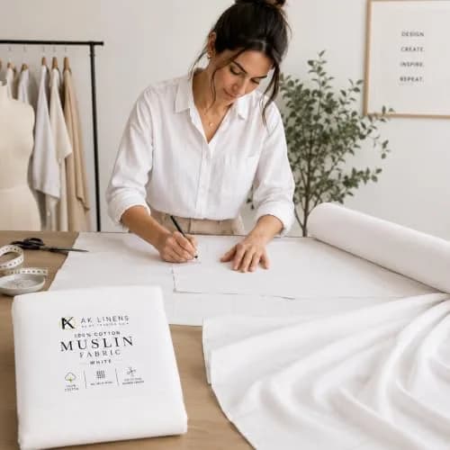 AK TRADING CO. Bleached Cotton Muslin Fabric 1 Yard | Medium Weight, 60in Wide, 100% Cotton thumbnail 3