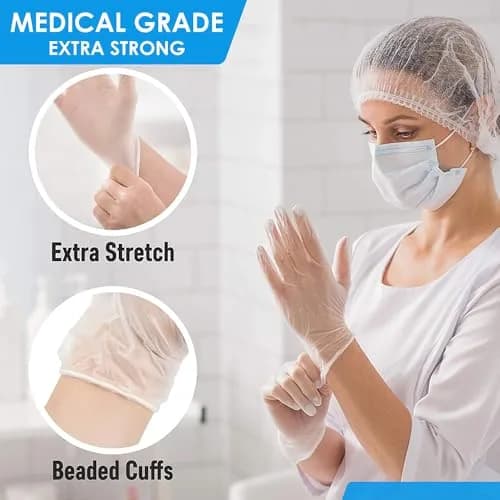 Primacare VG-2502 Vinyl Examination Gloves Large | Latex-Free, Powder-Free, 100 Gloves thumbnail 2
